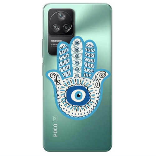 Xiaomi Poco F4 Evil eye bead in hand Transparent Silicone TPU Θήκη