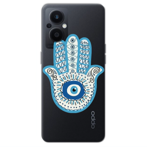 Oppo Reno 7 Lite Evil eye bead in hand Transparent Silicone TPU Θήκη
