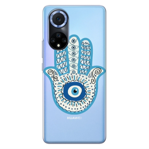 Huawei Nova 9 Evil eye bead in hand Transparent Silicone TPU Θήκη