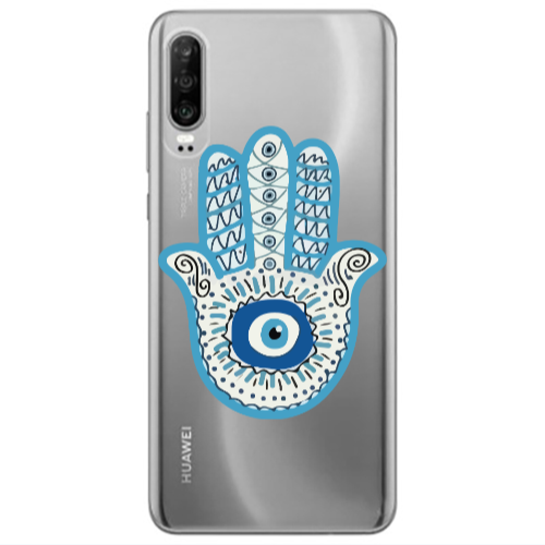 Huawei P30 Evil eye bead in hand Transparent Silicone TPU Θήκη