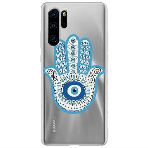 Huawei P30 Pro Evil eye bead in hand Transparent Silicone TPU Θήκη
