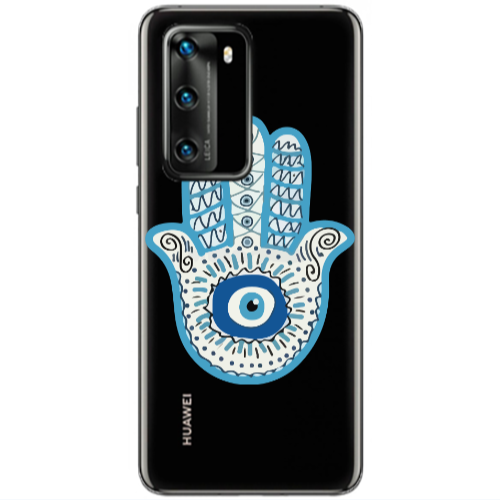 Huawei P40 Evil eye bead in hand Transparent Silicone TPU Θήκη