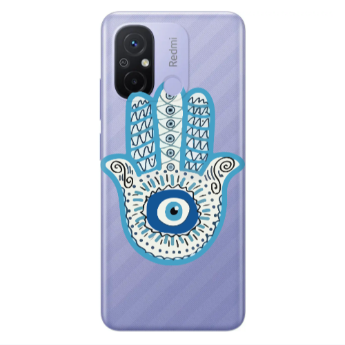 Xiaomi Redmi 12C Evil eye bead in hand Transparent Silicone TPU Θήκη