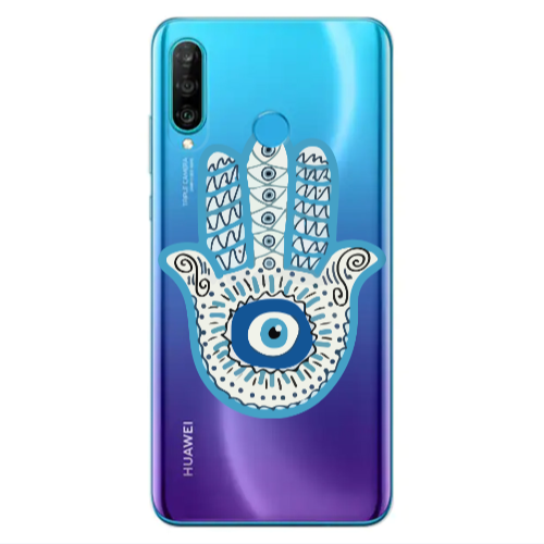 Huawei P30 Lite Evil eye bead in hand Transparent Silicone TPU Θήκη