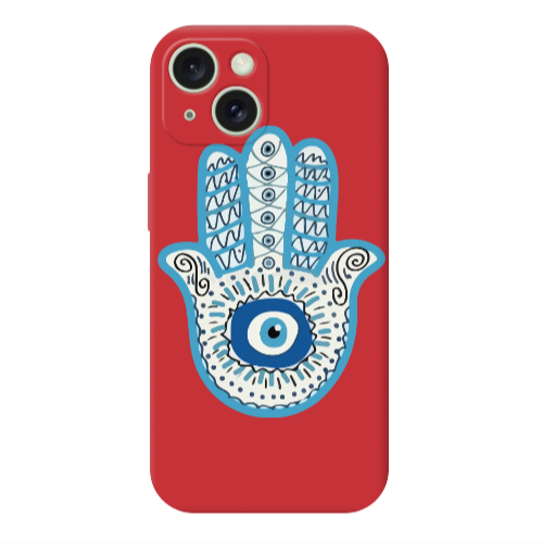 Apple iPhone 15 Evil eye bead in hand Red Colored Silicone TPU Θήκη