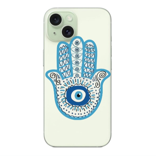 Apple iPhone 15 Plus Evil eye bead in hand Transparent Silicone TPU Θήκη