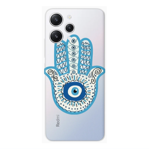 Xiaomi Redmi 12 Evil eye bead in hand Transparent Silicone TPU Θήκη