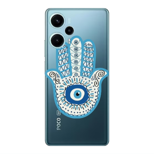 Xiaomi Poco F5 Evil eye bead in hand Transparent Silicone TPU Θήκη