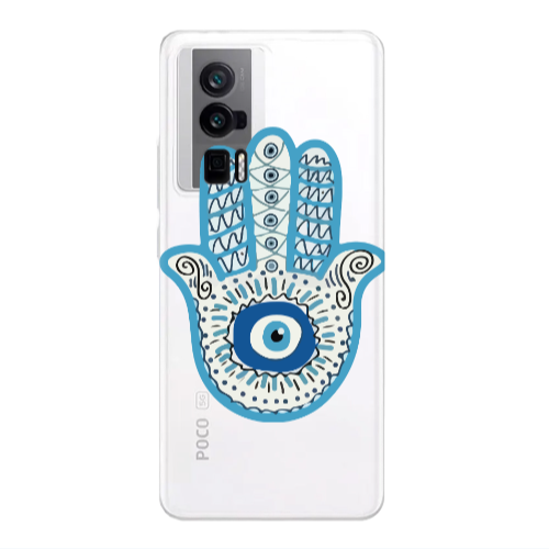 Xiaomi Poco F5 Pro Evil eye bead in hand Transparent Silicone TPU Θήκη