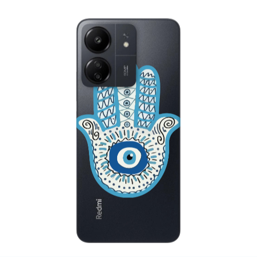 Xiaomi Redmi 13C Evil eye bead in hand Transparent Silicone TPU Θήκη