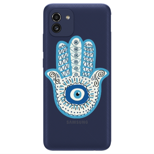 Samsung A03 Evil eye bead in hand Transparent Silicone TPU Θήκη