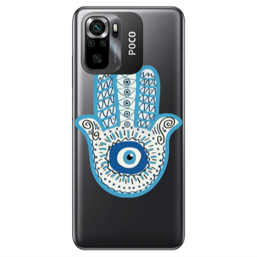 Xiaomi Poco M5 s Evil eye bead in hand Transparent Silicone TPU Θήκη