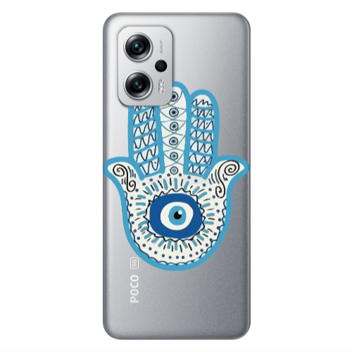 Xiaomi Poco X4 GT Evil eye bead in hand Transparent Silicone TPU Θήκη