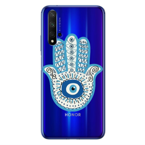 Huawei Nova 5 T Evil eye bead in hand Transparent Silicone TPU Θήκη