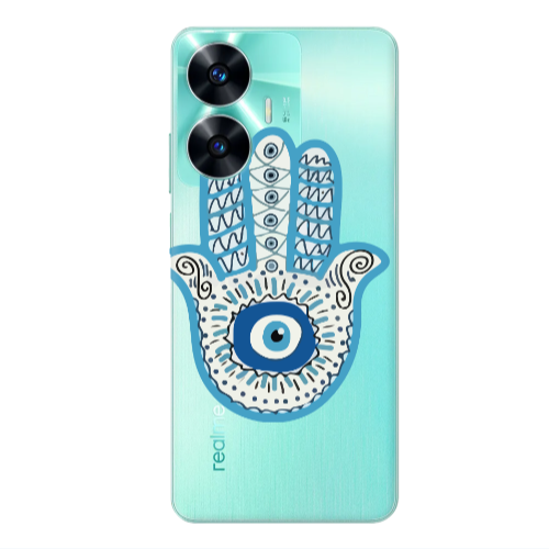 Realme C55 Evil eye bead in hand Transparent Silicone TPU Θήκη