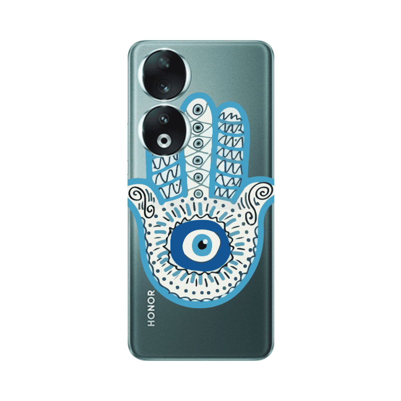 Honor 90 5G Evil eye bead in hand Transparent Silicone TPU Θήκη