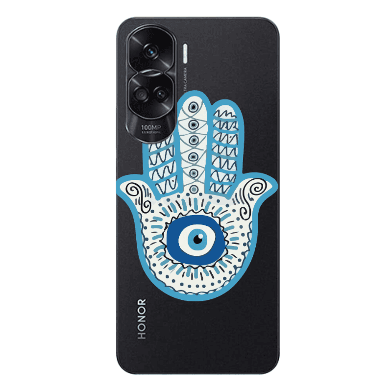 Honor 90 Lite 5G Evil eye bead in hand Transparent Silicone TPU Θήκη