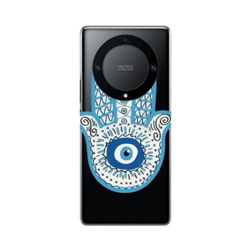 Honor Magic5 Lite 5G Evil eye bead in hand Transparent Silicone TPU Θήκη