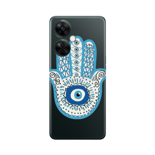 Oneplus Nord CE 3 Lite 5G Evil eye bead in hand Transparent Silicone TPU Θήκη