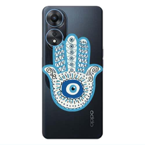 Oppo A 98 Evil eye bead in hand Transparent Silicone TPU Θήκη