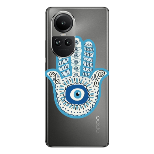 Oppo Reno10 5G Evil eye bead in hand Transparent Silicone TPU Θήκη