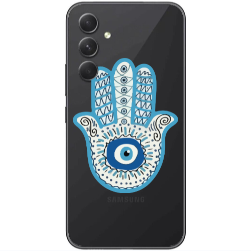 Samsung Galaxy A25 Evil eye bead in hand Transparent Silicone TPU Θήκη