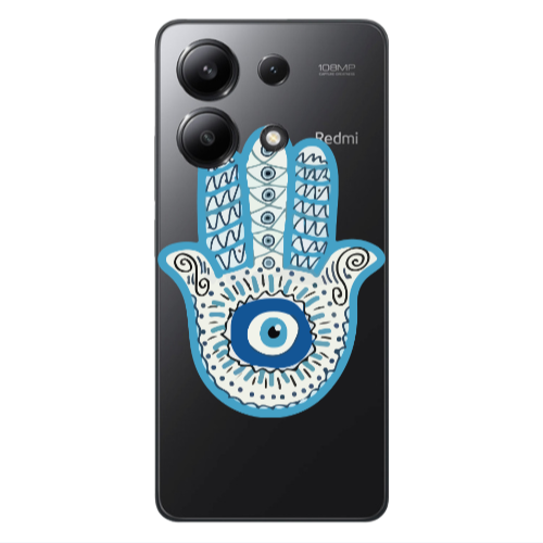 Xiaomi Redmi Note 13 4G Evil eye bead in hand Transparent Silicone TPU Θήκη