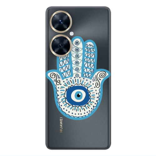 Huawei Nova 11i Evil eye bead in hand Transparent Silicone TPU Θήκη