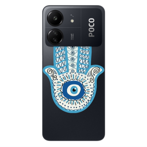 Xiaomi Poco C65 Evil eye bead in hand Transparent Silicone TPU Θήκη