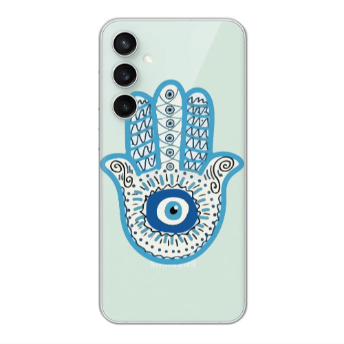 Samsung S24 FE Evil eye bead in hand Transparent Silicone TPU Θήκη