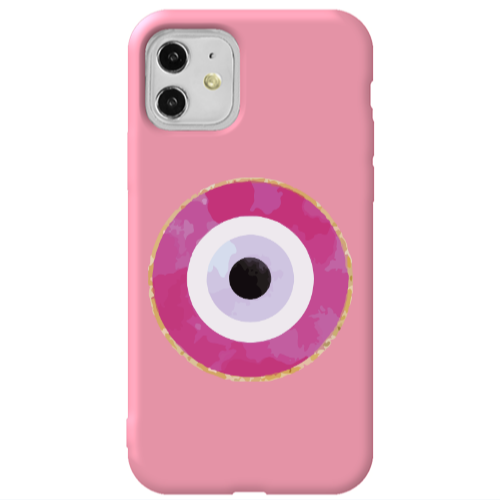 Apple iPhone 11  Evil eye bead 2 Pink Colored Silicone TPU Θήκη
