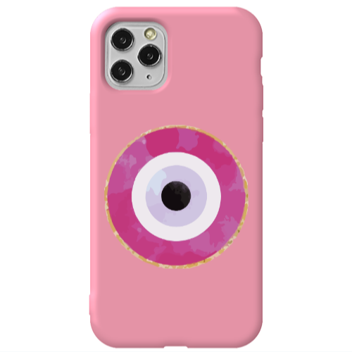 Apple iPhone 11 Pro Evil eye bead 2 Pink Colored Silicone TPU Θήκη