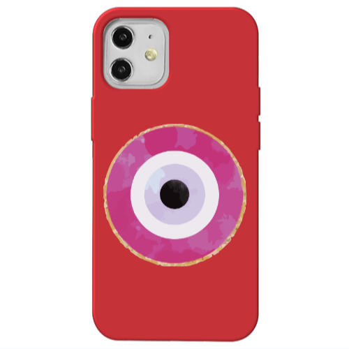 Apple iPhone 12 Evil eye bead 2 Red Colored Silicone TPU Θήκη