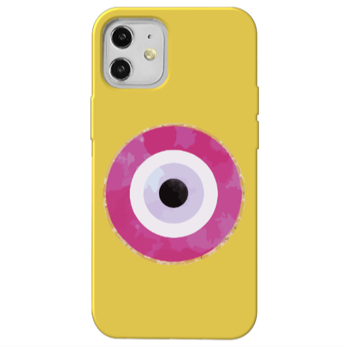 Apple iPhone 12 Evil eye bead 2 Yellow Colored Silicone TPU Θήκη