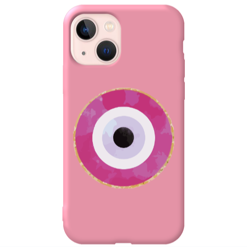 Apple iPhone 13 Evil eye bead 2 Pink Colored Silicone TPU Θήκη