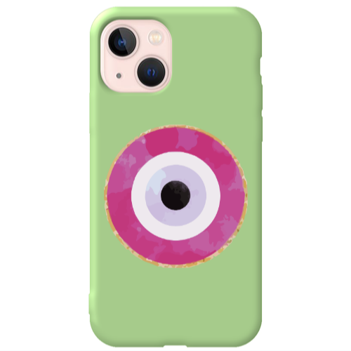Apple iPhone 13 Evil eye bead 2 Light Green Colored Silicone TPU Θήκη