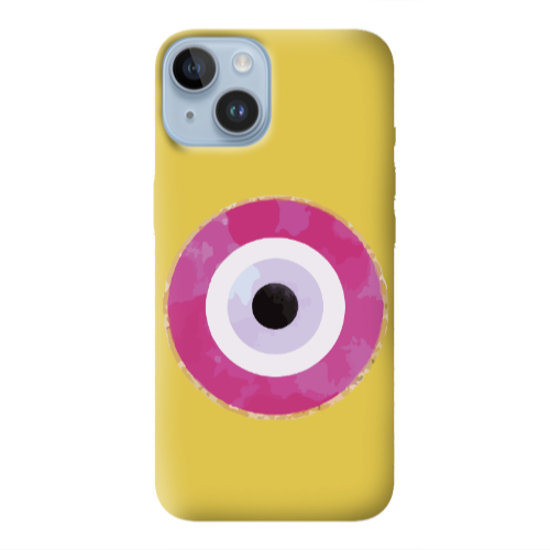 Apple iPhone 14 Plus Evil eye bead 2 Yellow Colored Silicone TPU Θήκη