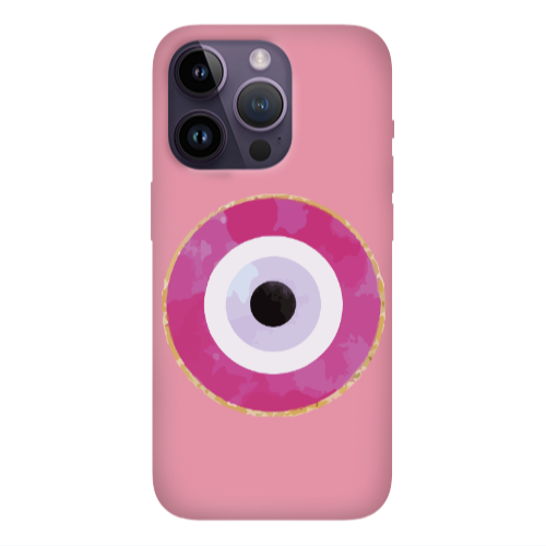 Apple iPhone 14 Pro Max Evil eye bead 2 Pink Colored Silicone TPU Θήκη