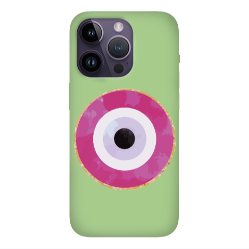 Apple iPhone 14 Pro Max Evil eye bead 2 Light Green Colored Silicone TPU Θήκη