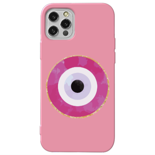 Apple iPhone 13 Pro Evil eye bead 2 Pink Colored Silicone TPU Θήκη