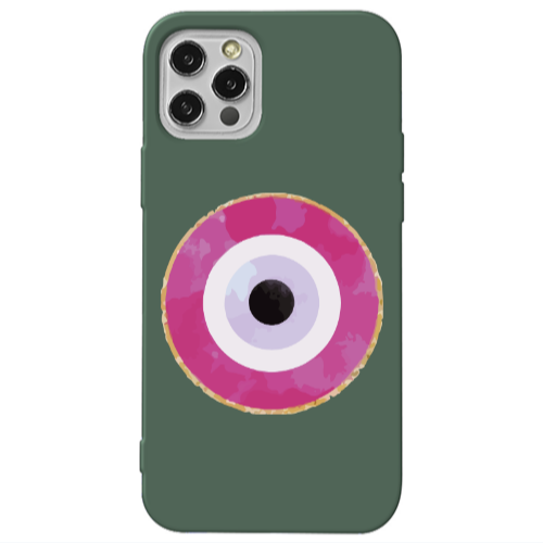 Apple iPhone 13 Pro Evil eye bead 2 Dark Green Colored Silicone TPU Θήκη