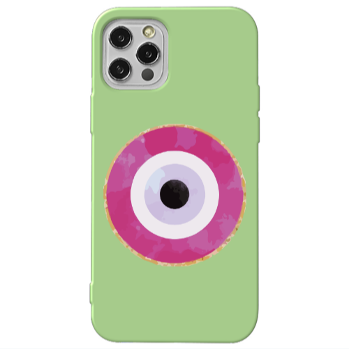 Apple iPhone 12 Pro Evil eye bead 2 Light Green Colored Silicone TPU Θήκη