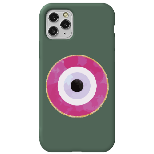 Apple iPhone 11 Pro Max Evil eye bead 2 Dark Green Colored Silicone TPU Θήκη