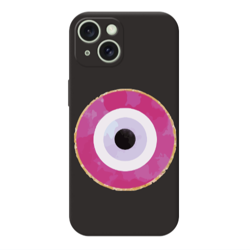 Apple iPhone 15 Evil eye bead 2 Black Colored Silicone TPU Θήκη