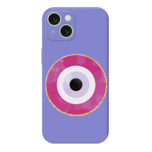 Apple iPhone 15 Plus Evil eye bead 2 Purple Colored Silicone TPU Θήκη