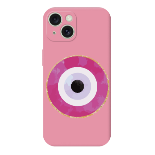 Apple iPhone 15 Plus Evil eye bead 2 Pink Colored Silicone TPU Θήκη