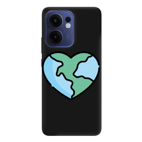 Oppo Reno 13 F World in my heart Black Colored Silicone TPU Θήκη