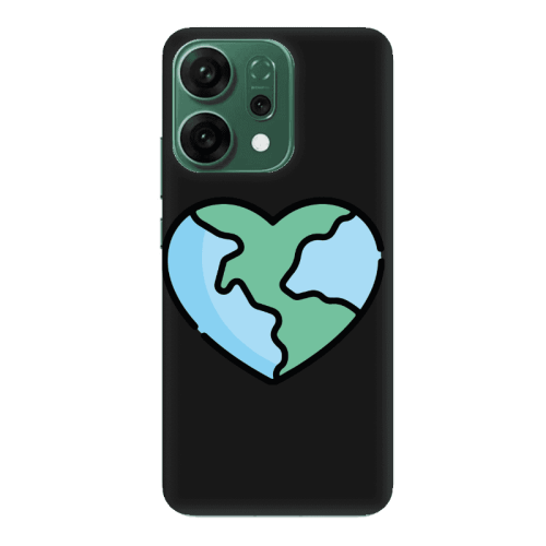 Oppo RENO 14 World in my heart Black Colored Silicone TPU Θήκη