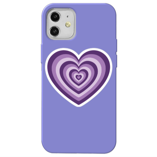 Apple iPhone 12 My Heart Is Yours 2 Purple Colored Silicone TPU Θήκη