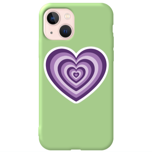 Apple iPhone 13 My Heart Is Yours 2 Light Green Colored Silicone TPU Θήκη